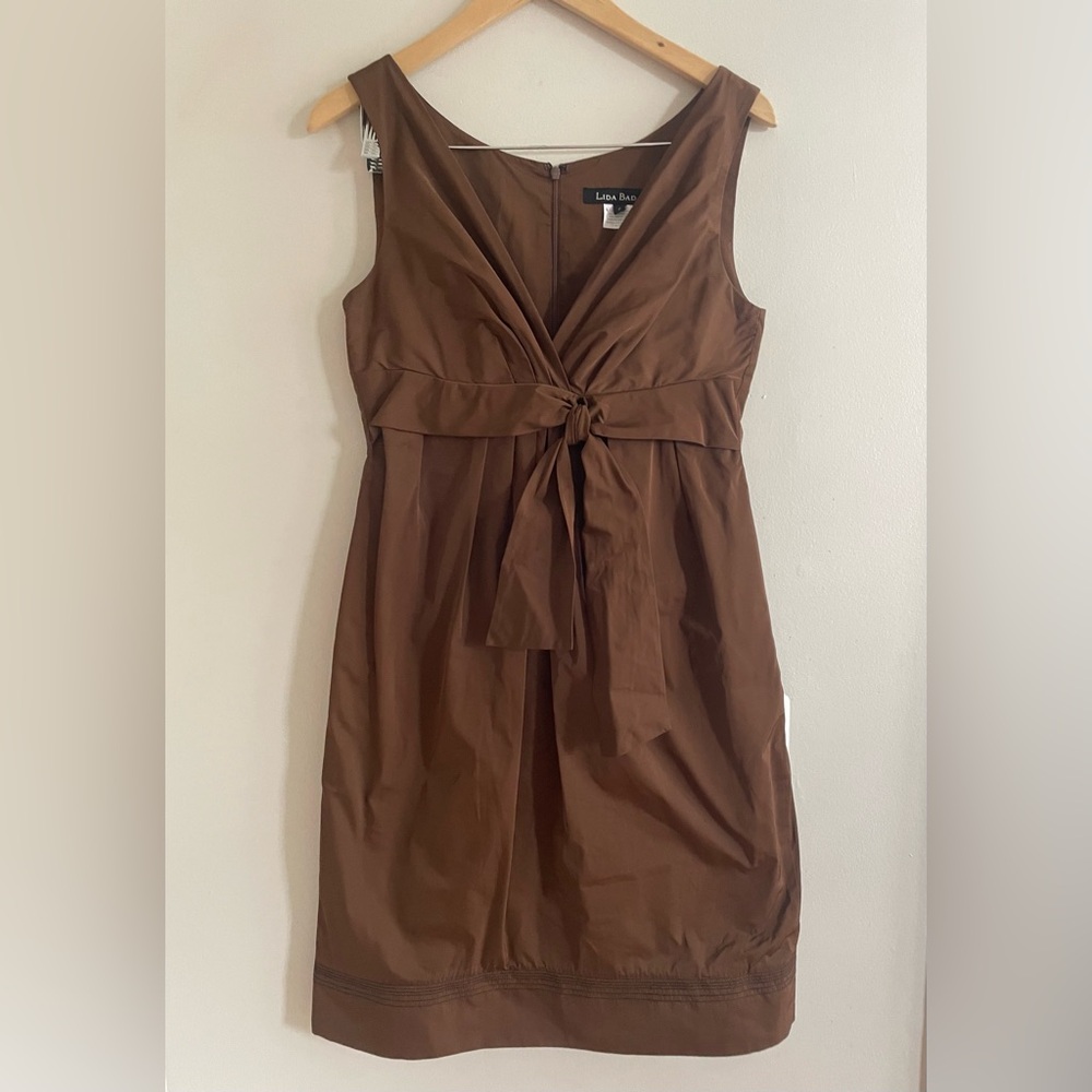 Lida Baday Brown Sleeveless Sheath Dress Sz 8- EUC